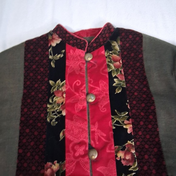 VTG Canvasback Velvet Detail Patchwork Mandarin Collar Wool Jacket - Picture 9 of 16